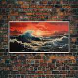 Sunset Wall Art, Ocean Art Print, Seascape Wall Art, Panoramic Art, Wall Art, Canvas Art, Landscape Art, Wedding Gift, Apartment Wall Art