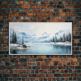 Winter Wall Art, Winter Landscape, Mountain Wall Art, Lake Print, Panoramic Art, Wall Art, Canvas Art, Landscape Art, Office Prints