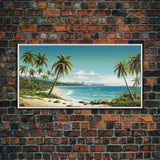 Tropical Wall Art, Palm Tree Wall Art, Beach Wall Art, Panoramic Landscape, Wall Art, Canvas Wall Art, Landscape Art Print, Ocean Wall Art