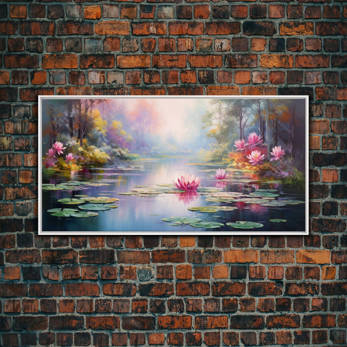 Pond Art, Lake Wall Print, Fantasy Wall Art, Water Lilies Wall Art, Panoramic Art, Wall Art, Canvas Art, Landscape Art, Friendship Gift