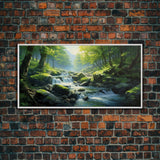 River Wall Art, Waterfall Wall Art, Trees Wall Print, Panoramic Art, Wall Art, Canvas Art, Landscape Art, Going Away Gift, Modern House Art