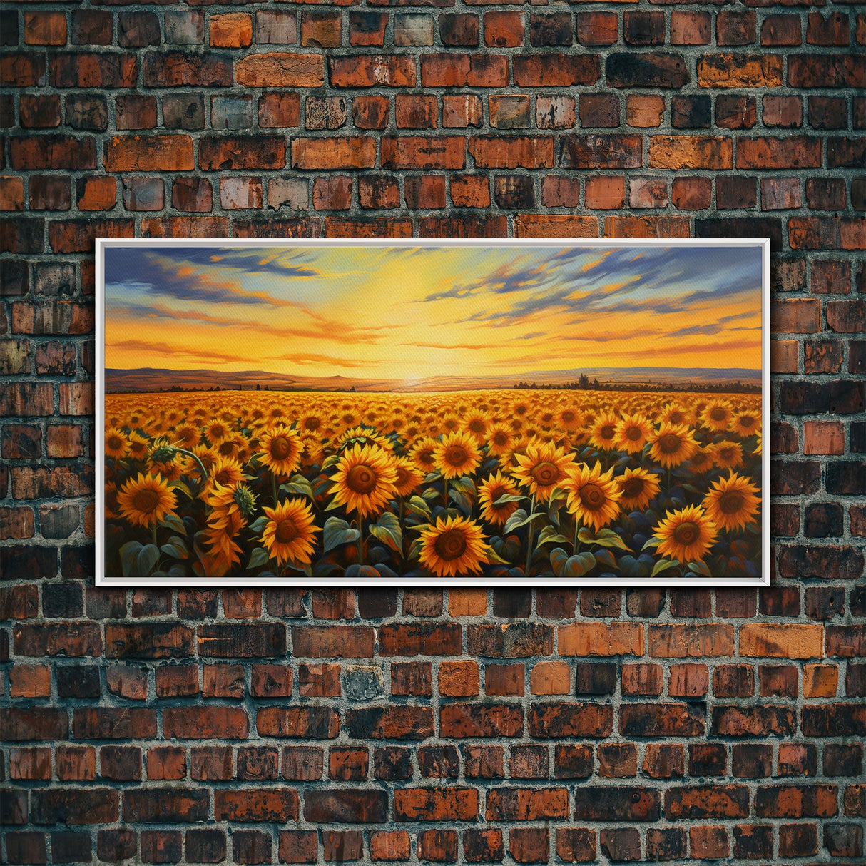 Sunflowers Wall Art, Sunset Wall Art, Yellow Flower Art, Field Of Flowers, Panoramic Art, Wall Art, Canvas Art, Landscape Art, Country Decor