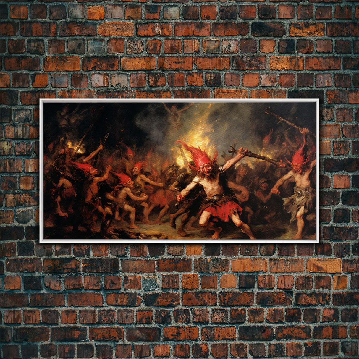 A Scene From Hell, Demonic Art, Framed Canvas Print, Halloween Decor, Halloween Art Print, Gothic Victorian Oil Painting