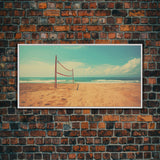 Beach Volleyball Net, Framed Canvas Print, Liminal Art, Framed Wall Decor, Beach Photography, Surf Art, Surf Print, Nautical Decor