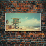 Beach Lifeguard Hut, Framed Canvas Print, Liminal Art, Framed Wall Decor, Beach Lifeguard Photography, Surf Art, Surf Print, Nautical Decor