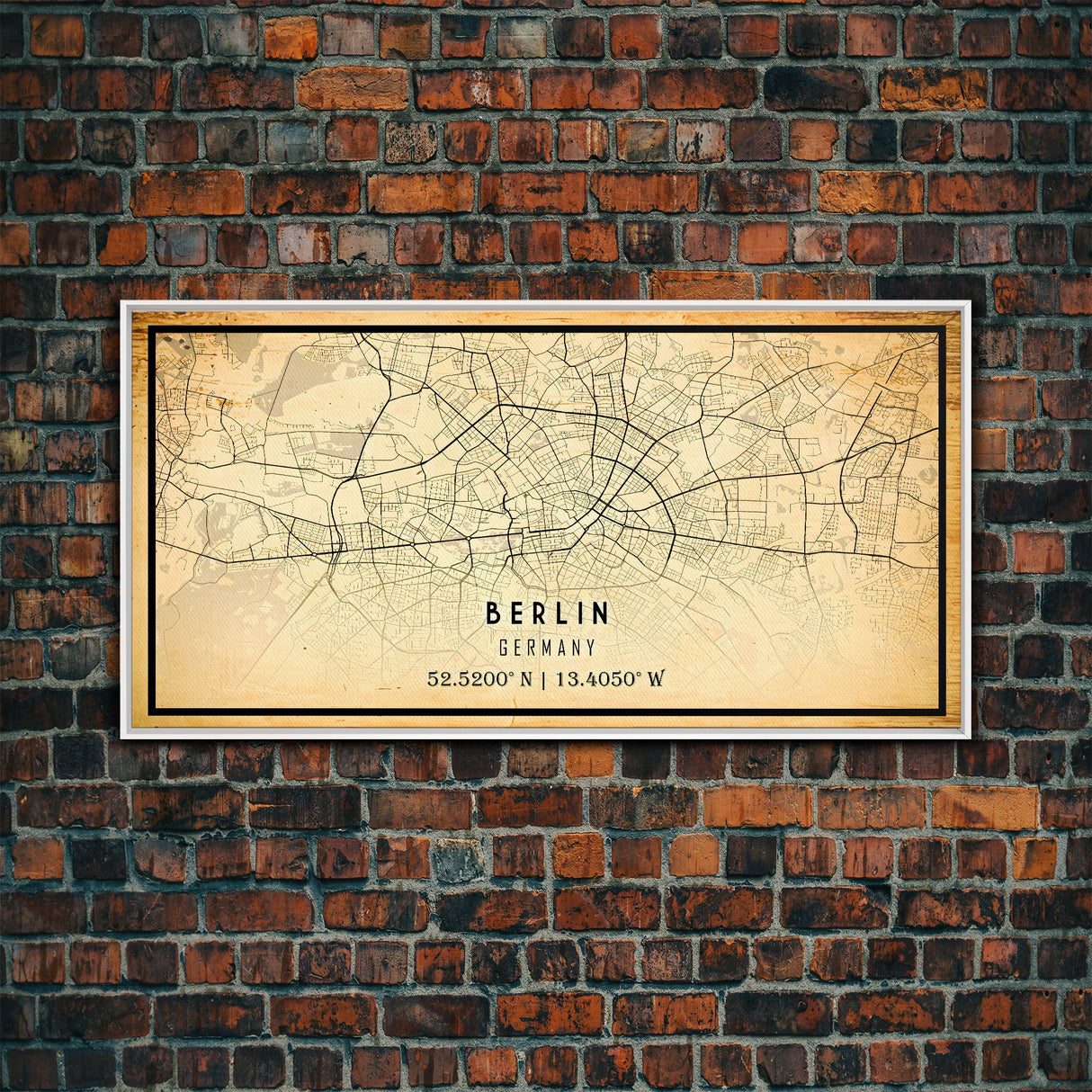 Vintage Berlin Germany map print poster or framed canvas, Berlin map print poster canvas, Berlin city map print poster canvas, Travel Art