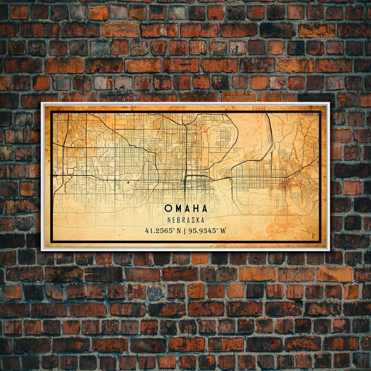 Omaha Nebraska map print poster or framed canvas, Omaha map print poster canvas, Omaha city map print poster canvas, Vintage Travel Art