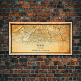 Paris France map print poster or framed canvas, Paris map print poster canvas, Paris France city map print poster canvas, Vintage Travel Art