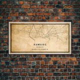 Panoramic Old Hamburg Germany City Map Wall Art Canvas Print, Vintage Style Hamburg Map, Framed Wall Art, Cool Hamburg Wall Art, Office Art