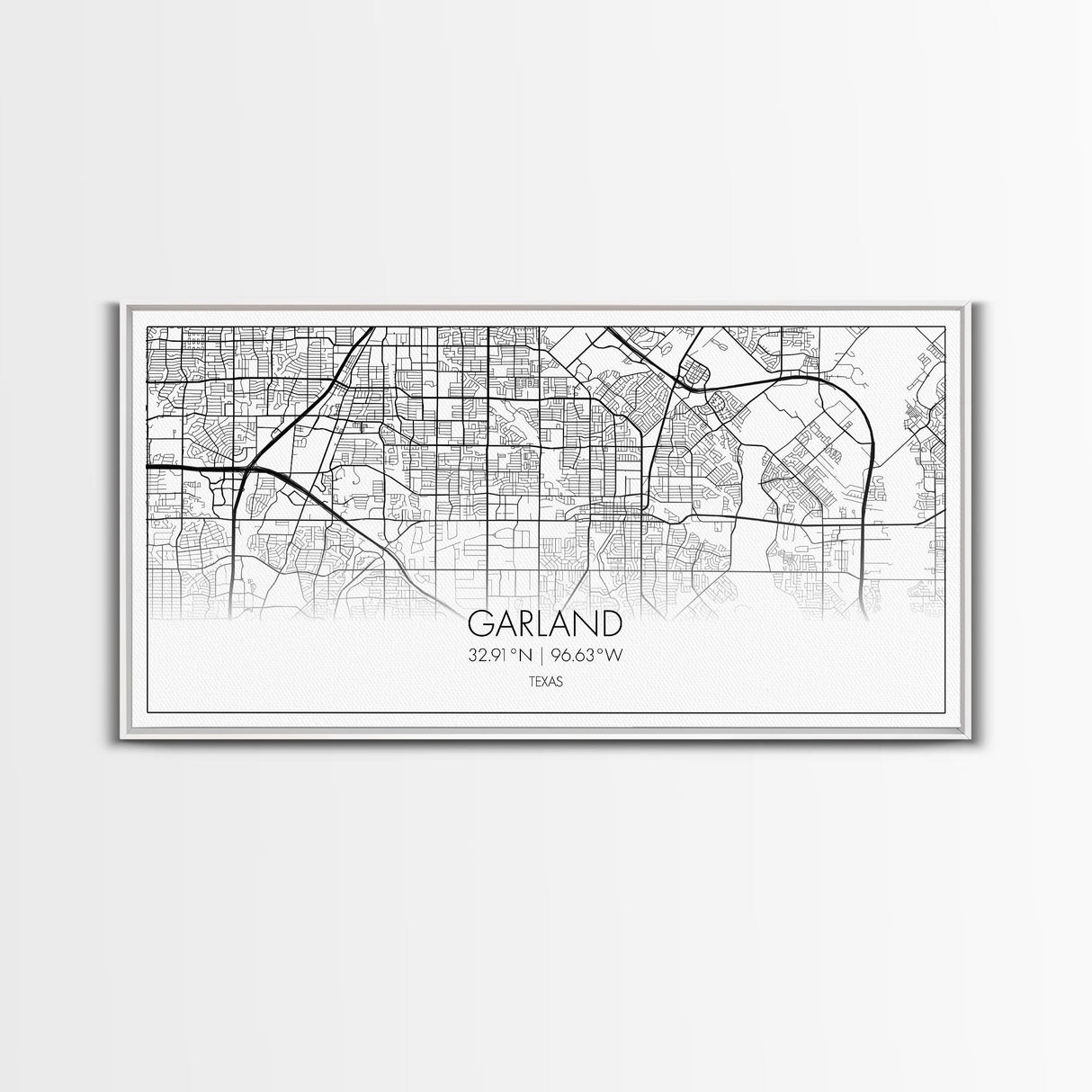 Garland City Map, Texas Map, Map Art, Minimalist Art, Wall Art, Canvas Art, Western Décor, Rustic Farmhouse Décor, Best Friend Gift, Office