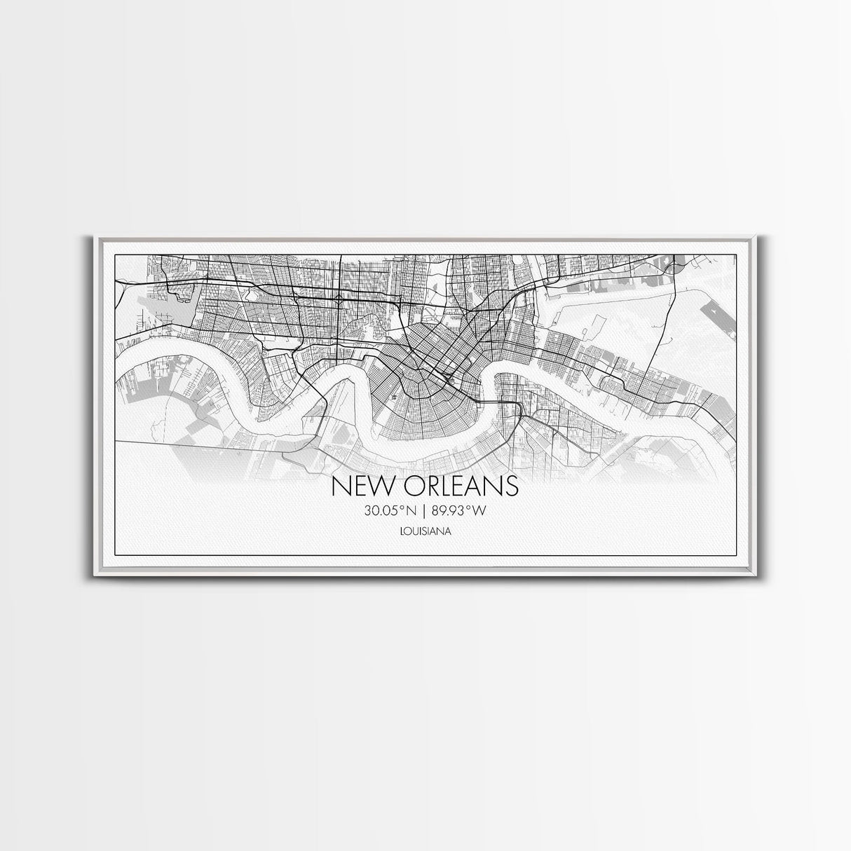 New Orleans City Map, Louisiana Map, Map Art, Minimalist Wall Art, Wall Art, Canvas Art, Housewarming Gift, Trendy Wall Art, Panoramic Art