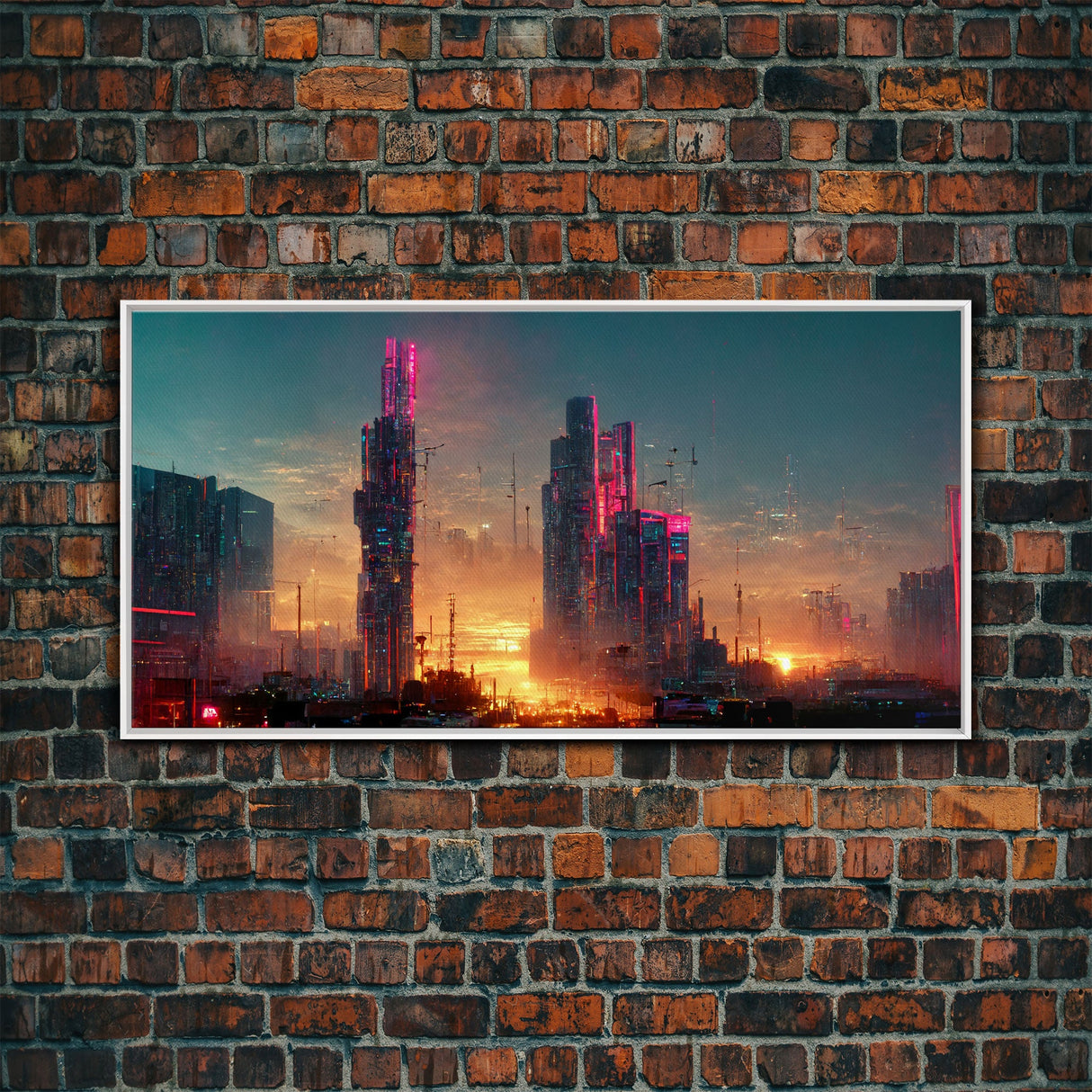 Cyberpunk Cityscape Dystopian City Futuristic Sunset Fine Art Print, Wall Art Print, Wall Décor, Wall Poster