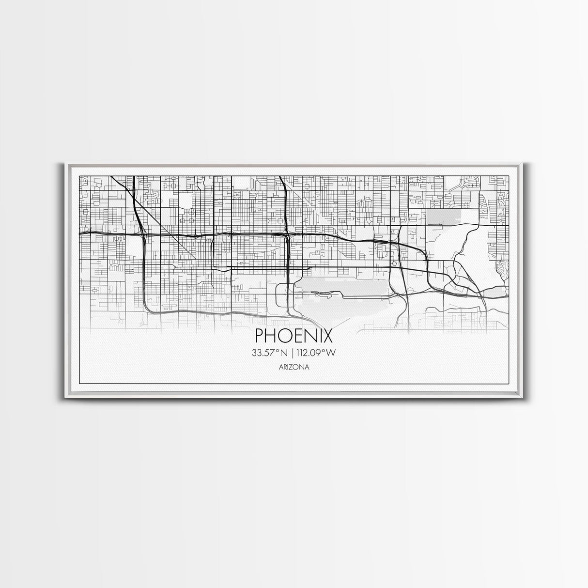 Phoenix City Map, Arizona Art, Map Print, Minimalist Wall Art, Wall Art, Canvas Art, Client Gift, Teen Girl Room Décor, Panoramic Wall Art