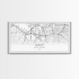 Plano City Map, Texas Art, Map Print, Minimalist Wall Art, Wall Art, Canvas Art, Marketing Gifts, Dorm Wall Art, Cabin Wall Art, Panoramic