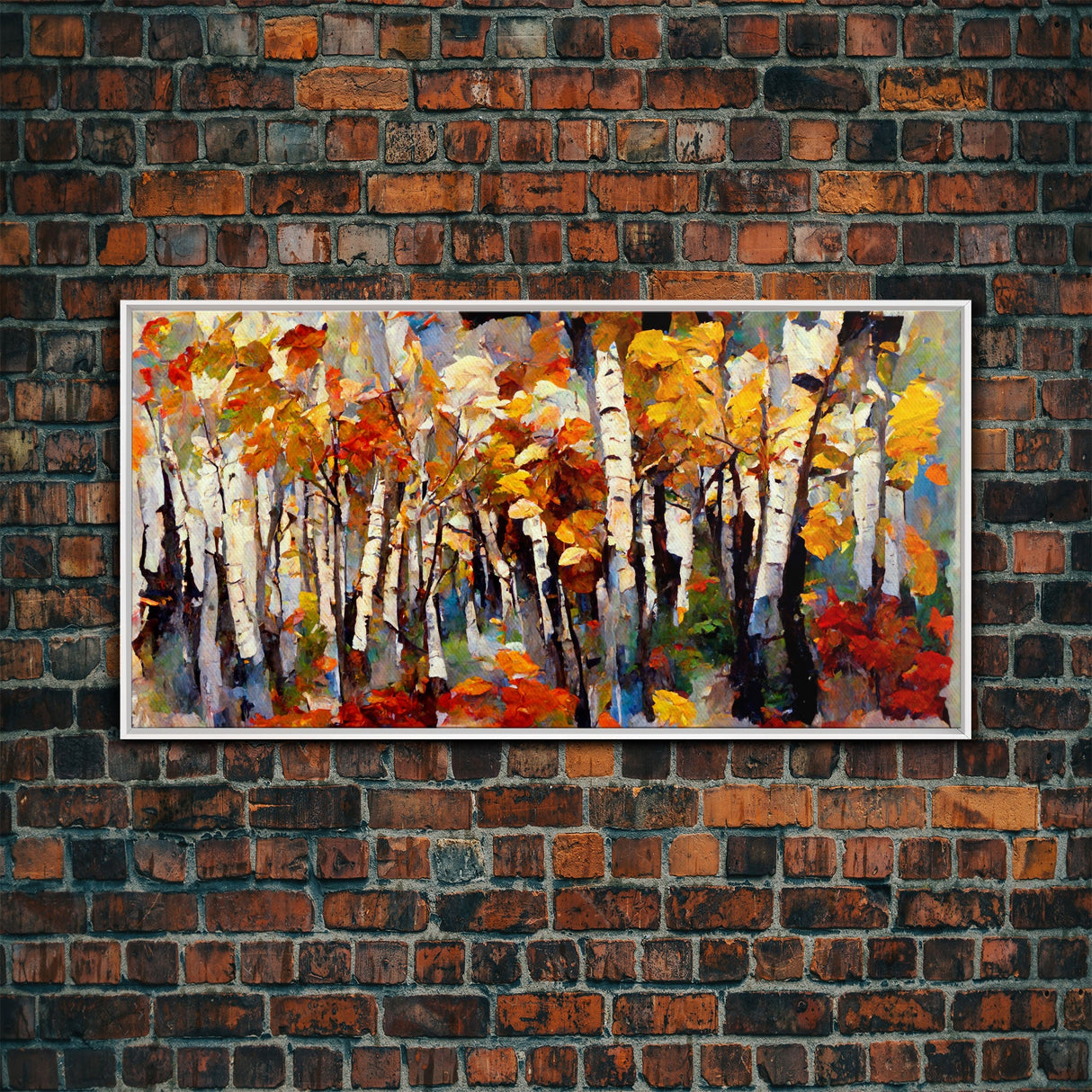 Large Birch Trees Canvas Print Boho Wall Decor Autumn Birch Forest Landscape Art Silver Birch Trees Wall Decor Abstract Wall Art Fall