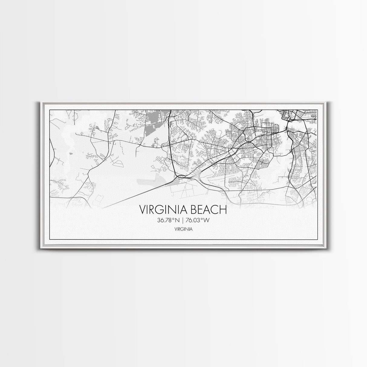 Virginia Beach City Map, Virginia Art, Map Print, Modern Wall Art, Wall Art, Canvas Art, Dorm Room Art, Family Home Décor, Birthday Gift