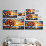 Sunset, Lake Art, Mosaic Wall Art, Abstract Wall Print, Canvas Print, Wall Hanging, Panoramic Art, Bedroom Teen Girl Art, Gifts For Grandma