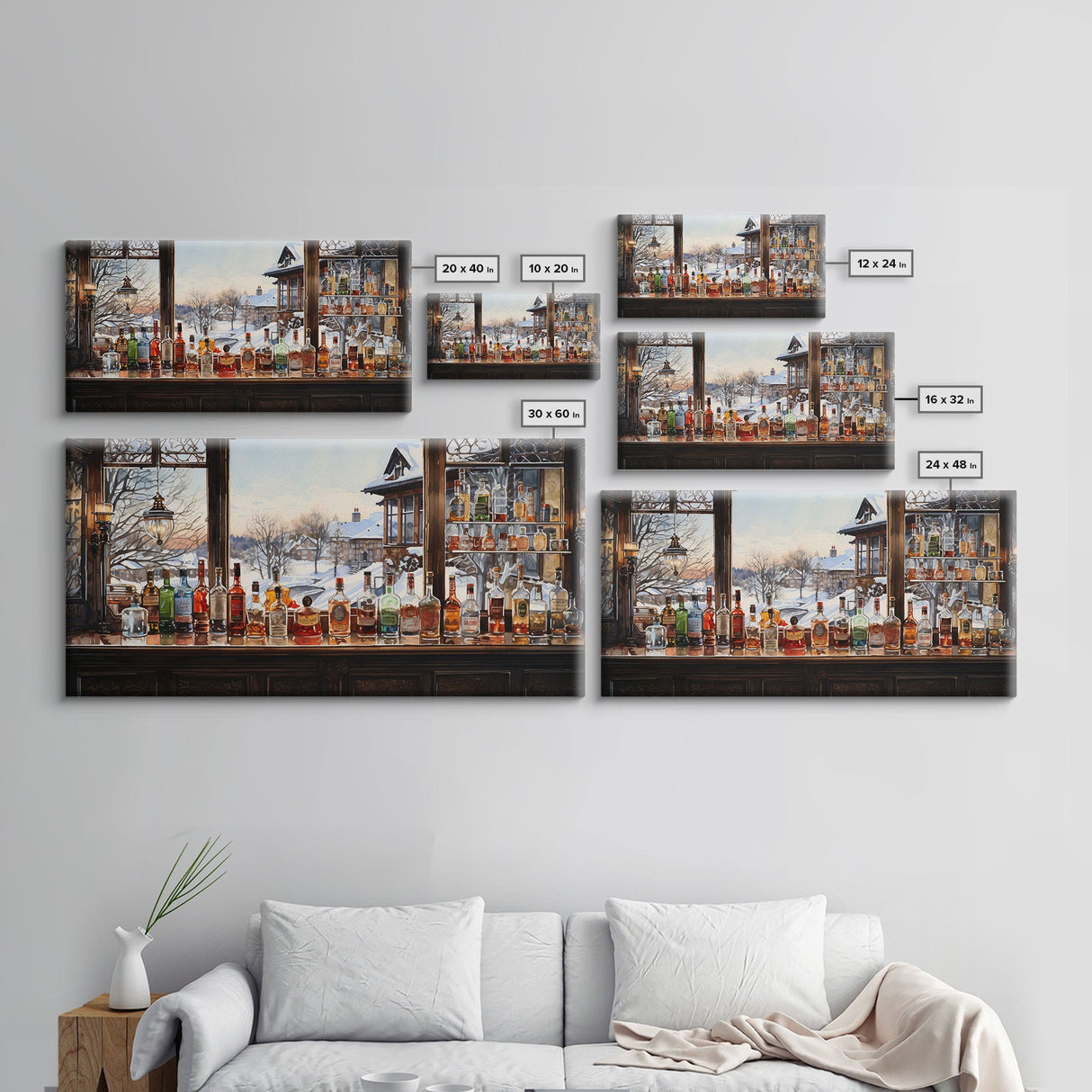 Bar Wall Decor, Winter Wall Print, Canvas Print, Wall Hanging, Panoramic Art, Home Bar Decor, Newlywed Gift, Tiny House Decor, Room Decor