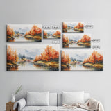 River Wall Art, Watercolor Wall Art, Nature Art, Fall Art, Canvas Print, Wall Hanging, Panoramic Art, Nature Painting, Appreciation Gift