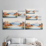 Lake Art. Mountains Wall Art, Fall Art, Nature Art, Watercolor Wall Art, Canvas Print, Wall Hanging, Panoramic Art, Farmhouse Wall Art