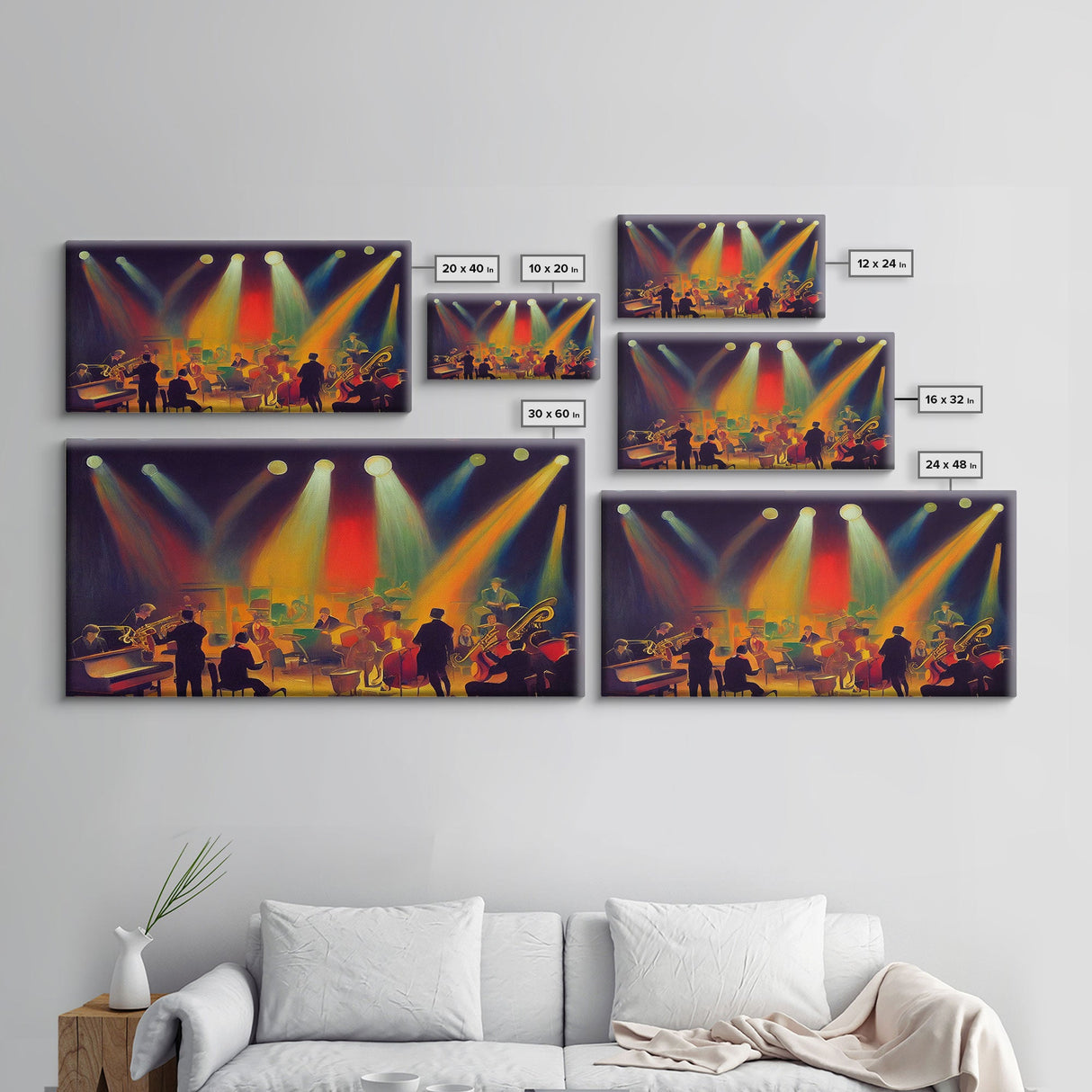 jazz singer band art Music Canvas or poster print framed Large wall decor Abstract painting style Musician saxophone