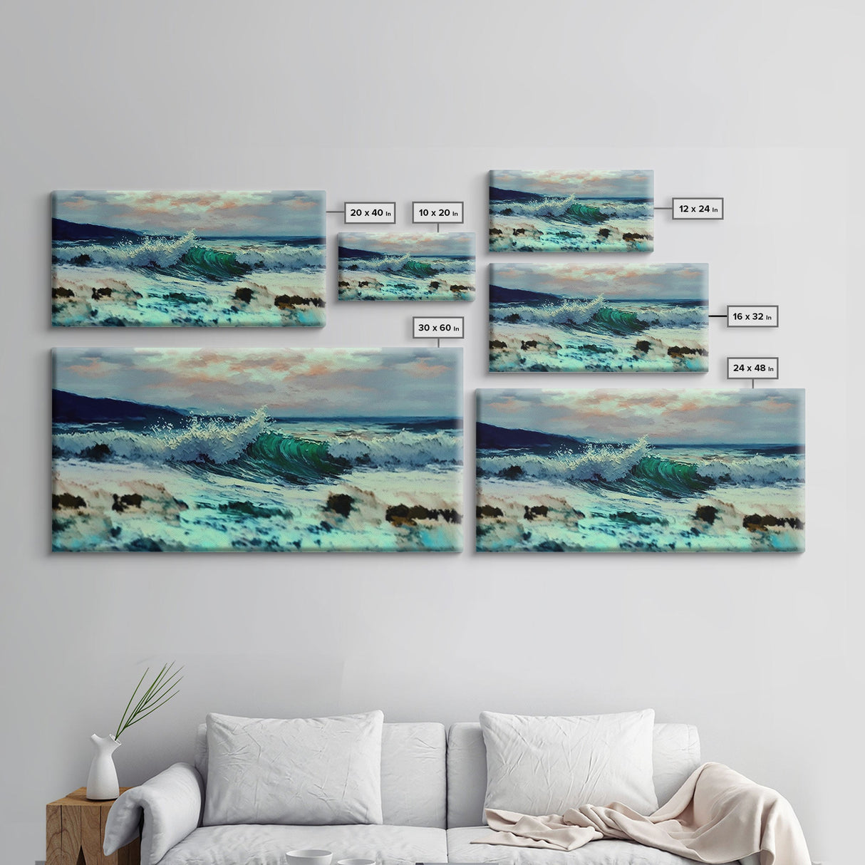 Wave, Ocean Wall Art, Impressionist Oil Painting On Canvas, Ready To Hang Large Landscape Canvas Wall Art Print With Or Without Wood Frame