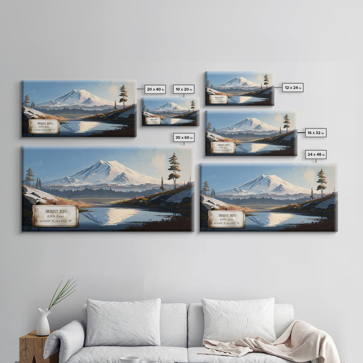 Mount Isto, Mountains of Alaska, Travel Poster Wall Art, Framed Canvas Print, American Mountains, Mountain Landscape Painting