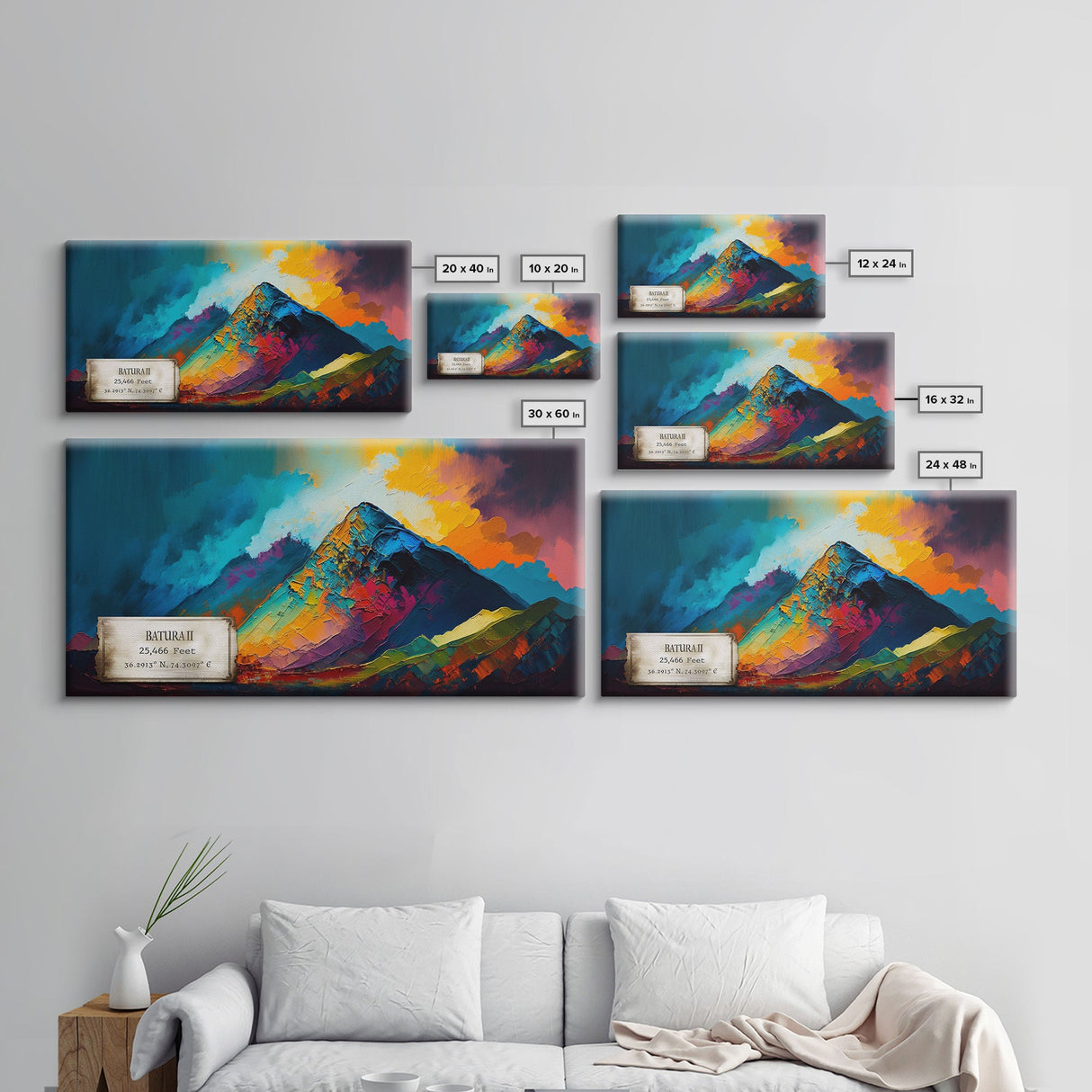 Batura II, Mountain Wall Art, Framed Canvas Print, Mountain landscape Paining Print, Abstract Landscape Art