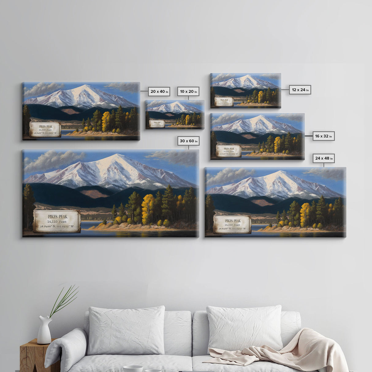 Pikes Peak, Mountains of Alaska, Travel Poster Wall Art, Framed Canvas Print, American Mountains, Mountain Landscape Painting