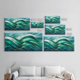 Ocean waves abstract art, canvas print, water color, sea green waves