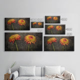 Orange Dalia Flowers Wall Decor, Floral Wall Art, Nature Print, Vibrant Art, Panoramic Wall Decor, Canvas Print, Wall Art, Framed Canvas Art