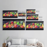 Fruits Wall Art, Food Wall Decor, Kitchen Wall Art, Panoramic Wall Decor, Canvas Print, Wall Art, Framed Canvas Art, Farmhouse Wall Decor,