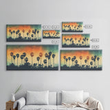 Palm Trees Wall Decor, Tropical Wall Art, Sunset Abstract Art, Panoramic Wall Decor, Canvas Print, Wall Art, Framed Canvas Art