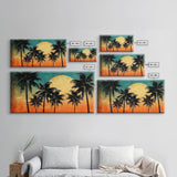 Sunset Wall Decor, Palm Trees Wall Art, Tropical Wall Art, Orange, Panoramic Wall Decor, Canvas Print, Wall Art, Framed Canvas Art