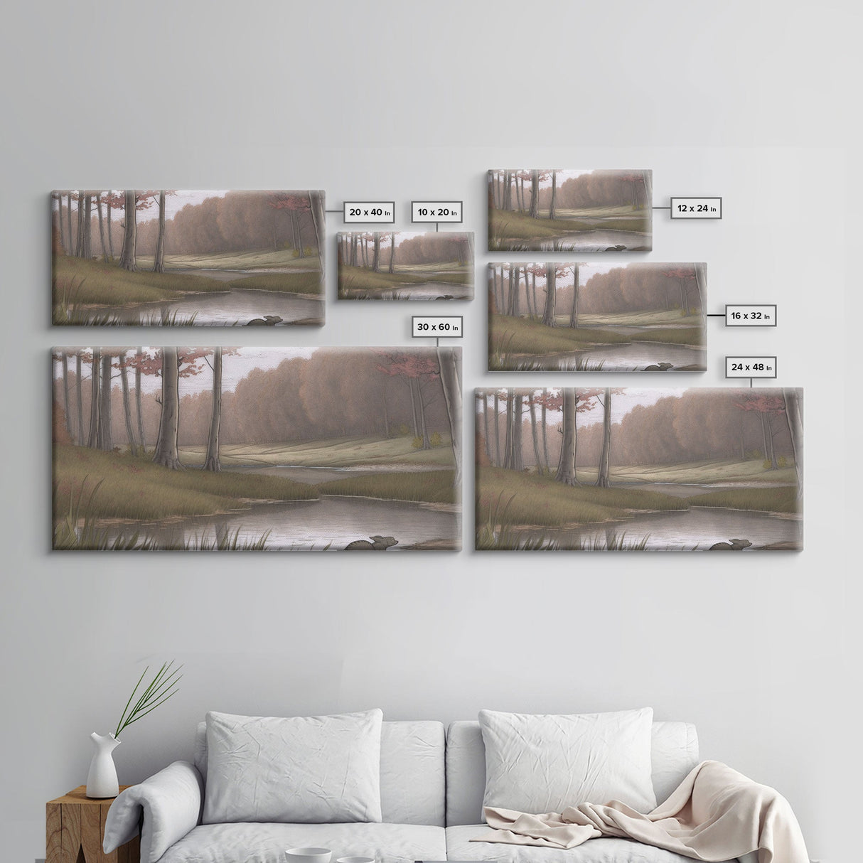 Pond Wall Art, Landscape Wall Decor, Trees Wall Art, Nature Wall Decor, Panoramic Wall Decor, Canvas Print, Wall Art, Framed Canvas Art