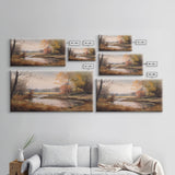 Lake Wall Decor, Autumn Landscape Wall Art, Nature Painting Wall Decor, Panoramic Wall Decor, Canvas Print, Wall Art, Framed Canvas Art