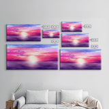 Ocean Sunset Wall Decor, Purple Sunset, Seascape Art, Nature Wall Decor, Panoramic Wall Decor, Canvas Print, Wall Art, Framed Canvas Art