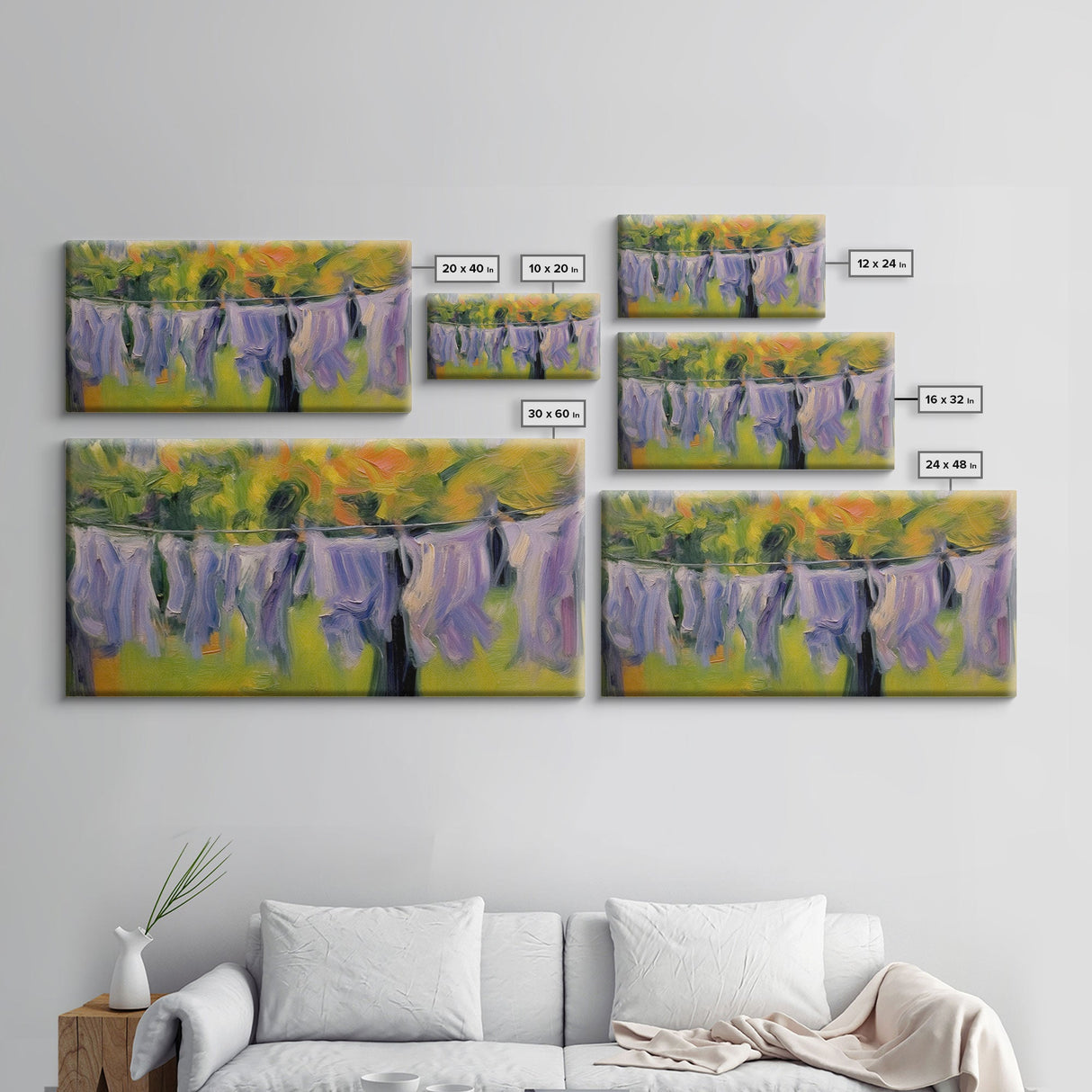 Oil Painting Laundry Wall Art, Laundry Wall Decor, Laundry Room Art, Panoramic Wall Decor, Canvas Print, Wall Art, Framed Canvas Art