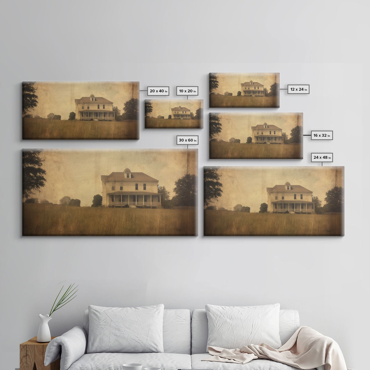 Old Farm House Wall Decor, Abandoned House Wall Decor, Rural Wall Decor, Panoramic Wall Decor, Canvas Print, Wall Art, Framed Canvas Art