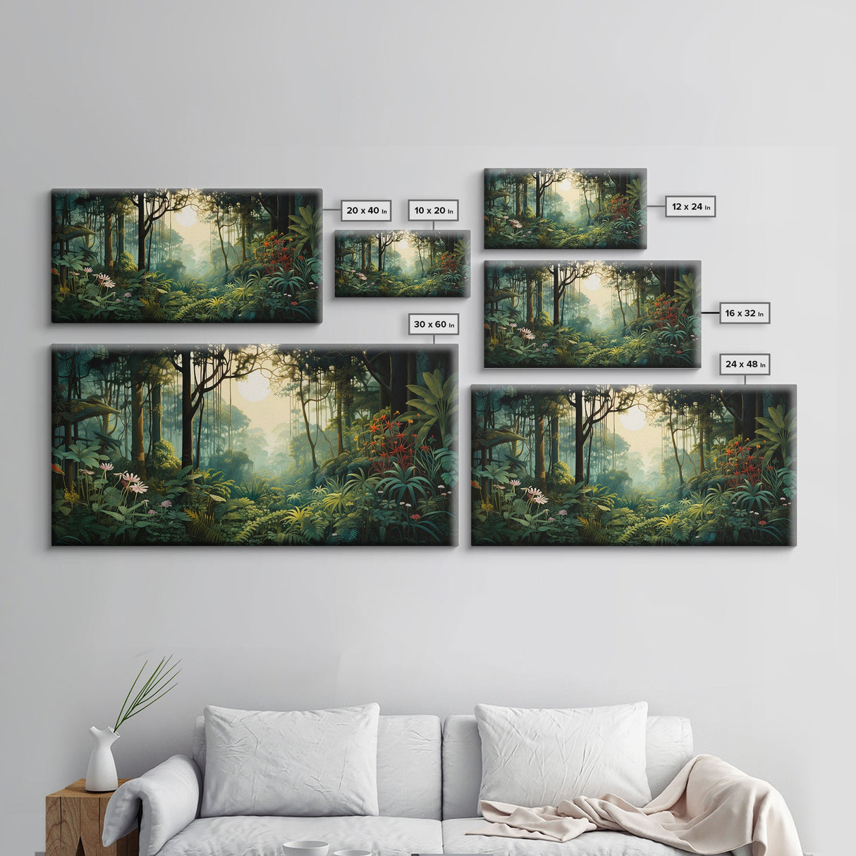 Forest Wall Art, Trees Wall Print, Jungle Wall Art, Panoramic Art, Wall Art, Canvas Art, Landscape Art, Dorm Room Art, Office Decor, Prints