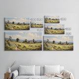 Countryside Painting, Sheep Wall Art, Farm Animals, Farm Art, Panoramic Art, Wall Art, Canvas Art, Landscape Art, Farmhouse Wall Art