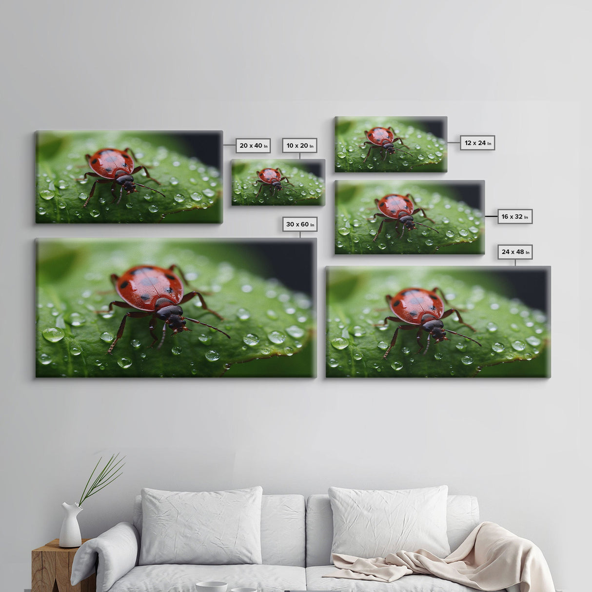 Insect Art, Nature Wall Art, Ladybug, Panoramic Art, Wall Art, Canvas Art, Landscape Art, Unique Gift, Home Office Art, Wall Hanging