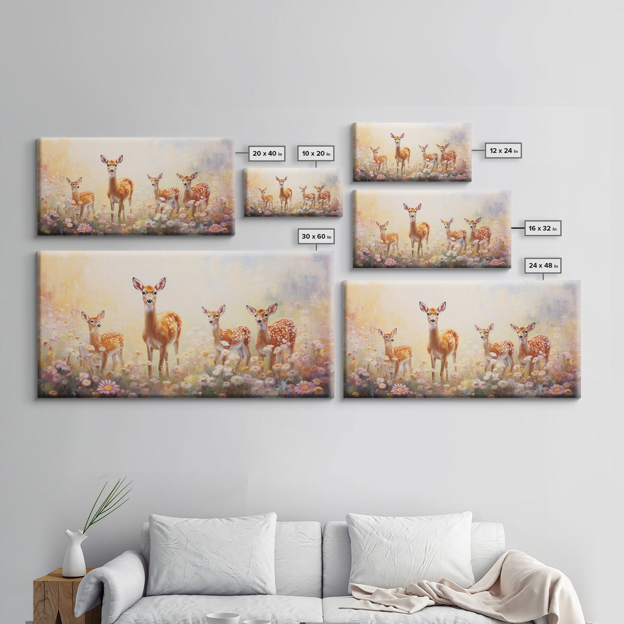 Deer Wall Art, Deer Art Print, Animal Wall Art, Panoramic Art, Wall Art, Canvas Art, Landscape Art, Southern Wall Art, Farmhouse Wall Decor