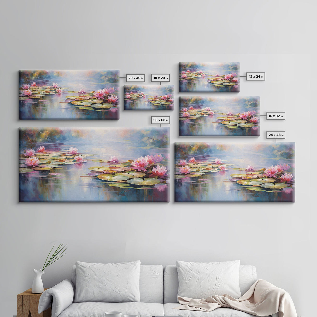 Lotus Wall Art, Pond Decor, Lily Pads Wall Art, Panoramic Art, Wall Art, Canvas Art, Landscape Art, Gifts For Grandma, Camper Wall Decor