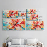 Hibiscus Wall Art, Tropical Flower Print, Pink Flower, Panoramic Art, Wall Art, Canvas Art, Landscape Art, Boho Wall Art, Rustic Wall Decor