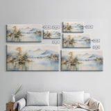 Mountain Wall Art, Lake Art, Misty Lake, Panoramic Art, Wall Art, Canvas Art, Landscape Art, Living Room Wall Art, Home Decor, Ranch Decor