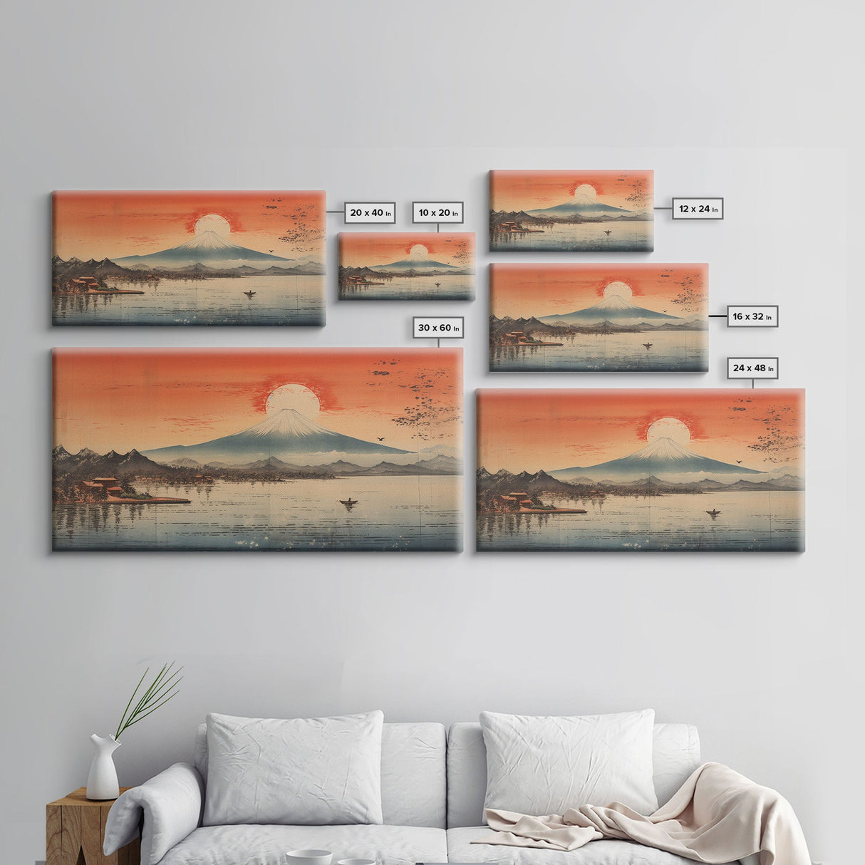 Sunrise Wall Art, Volcano, Lake Wall Art, Japanese Art, Mount Fuji Print, Panoramic Art, Wall Art, Canvas Art, Landscape Art, Dorm Room Art