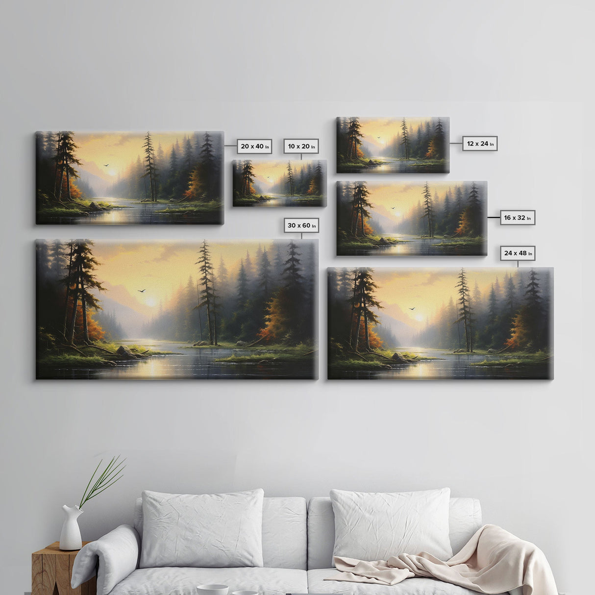 River Wall Art, Forest Wall Art, Spring Wall Art, Panoramic Art, Wall Art, Canvas Art, Landscape Art, Landscape Print, Family Home Decor