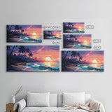 Outrun Vibes, Sunset Over The City and Beach, Palm Tree Decor, Game Room Art, Aesthetic Posters, Retro Art, 80s Vibes, 80s Art