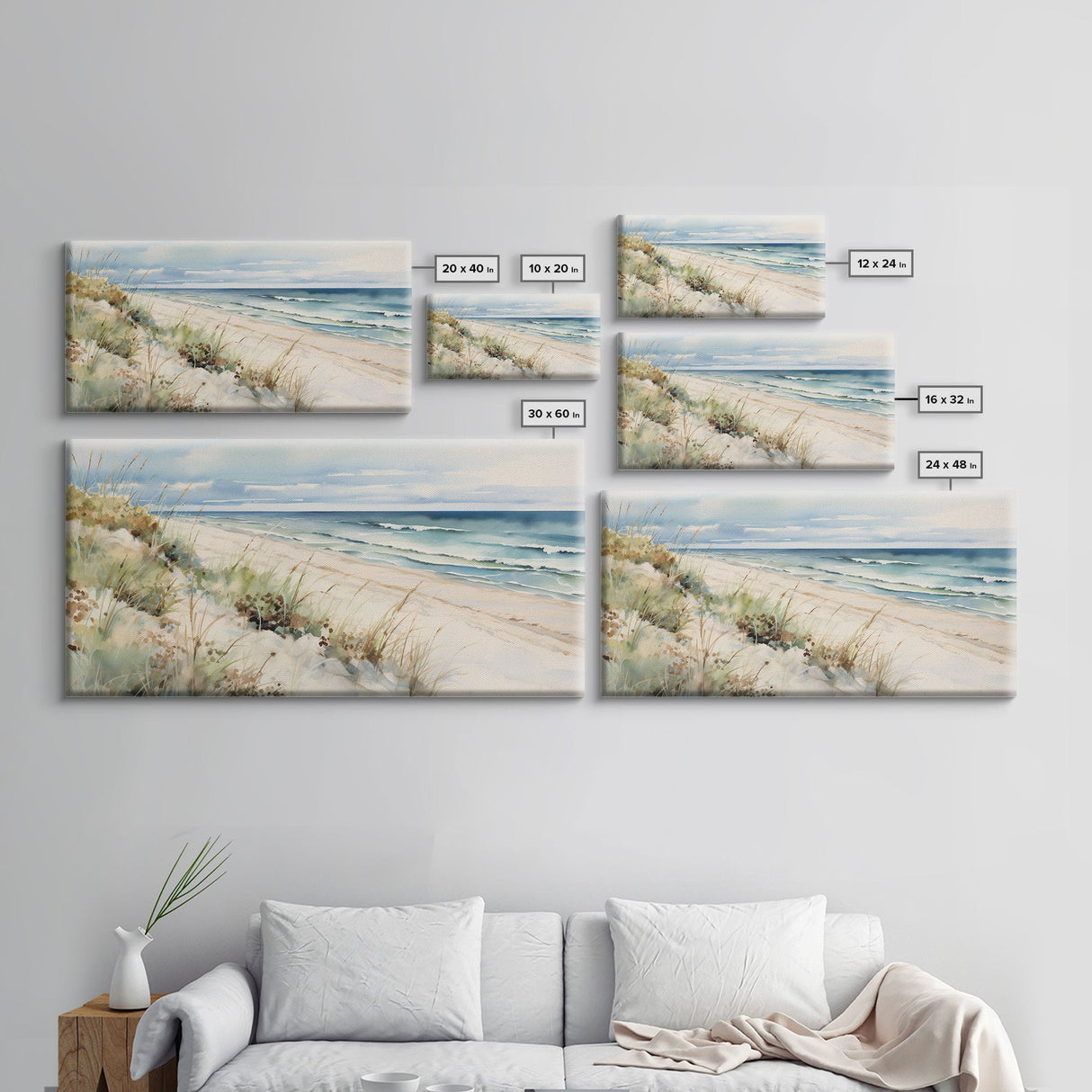 Framed Ocean Art, Beach Wall Art, Canvas Print, Framed Wall Art, Living Room Wall Decor, Abstract Landscape Art, Beach Painting